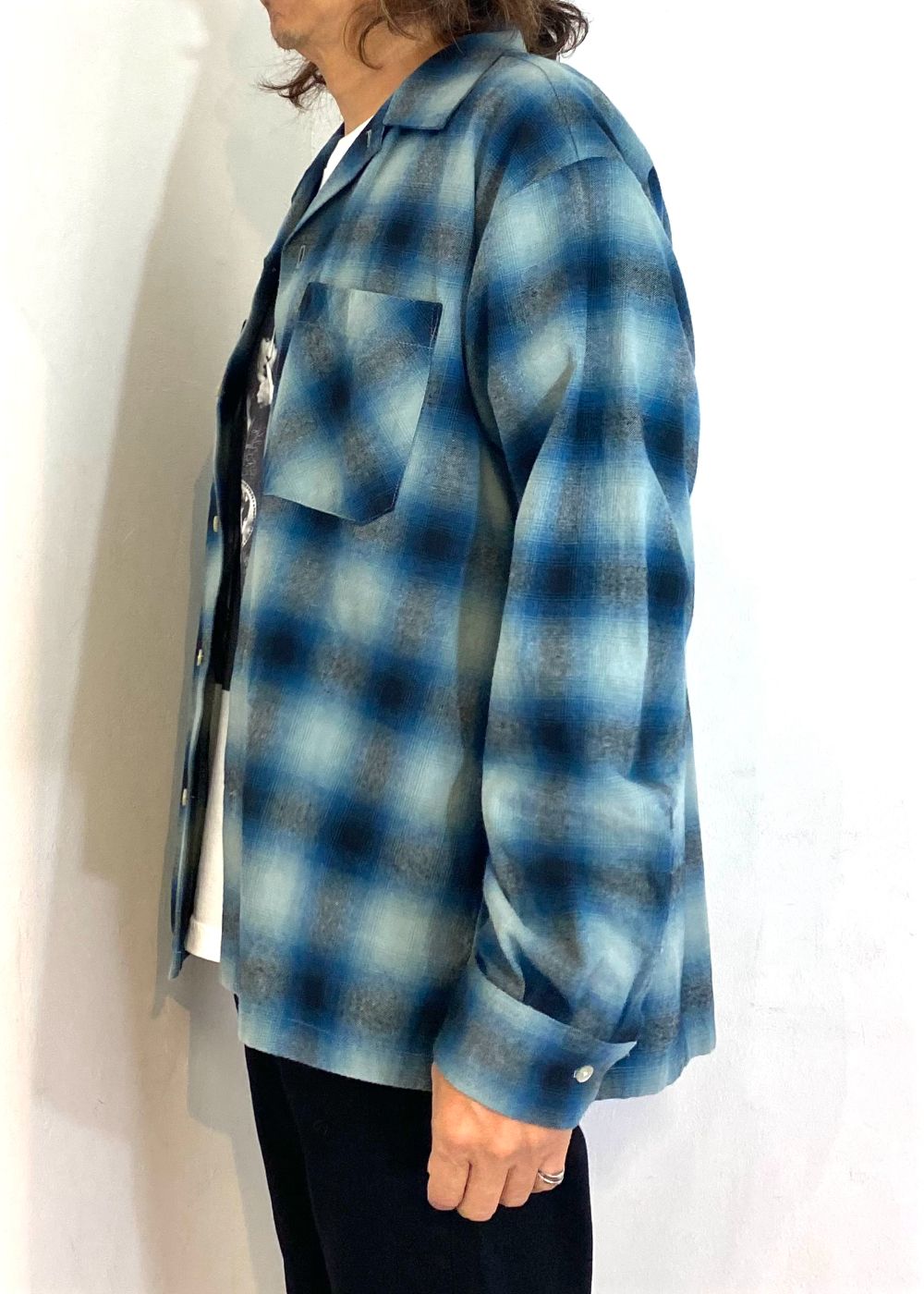 C.Flannel Ombre Open Collar SH Collar SH (BPT) / オンブレチェック オープンカラーシャツ