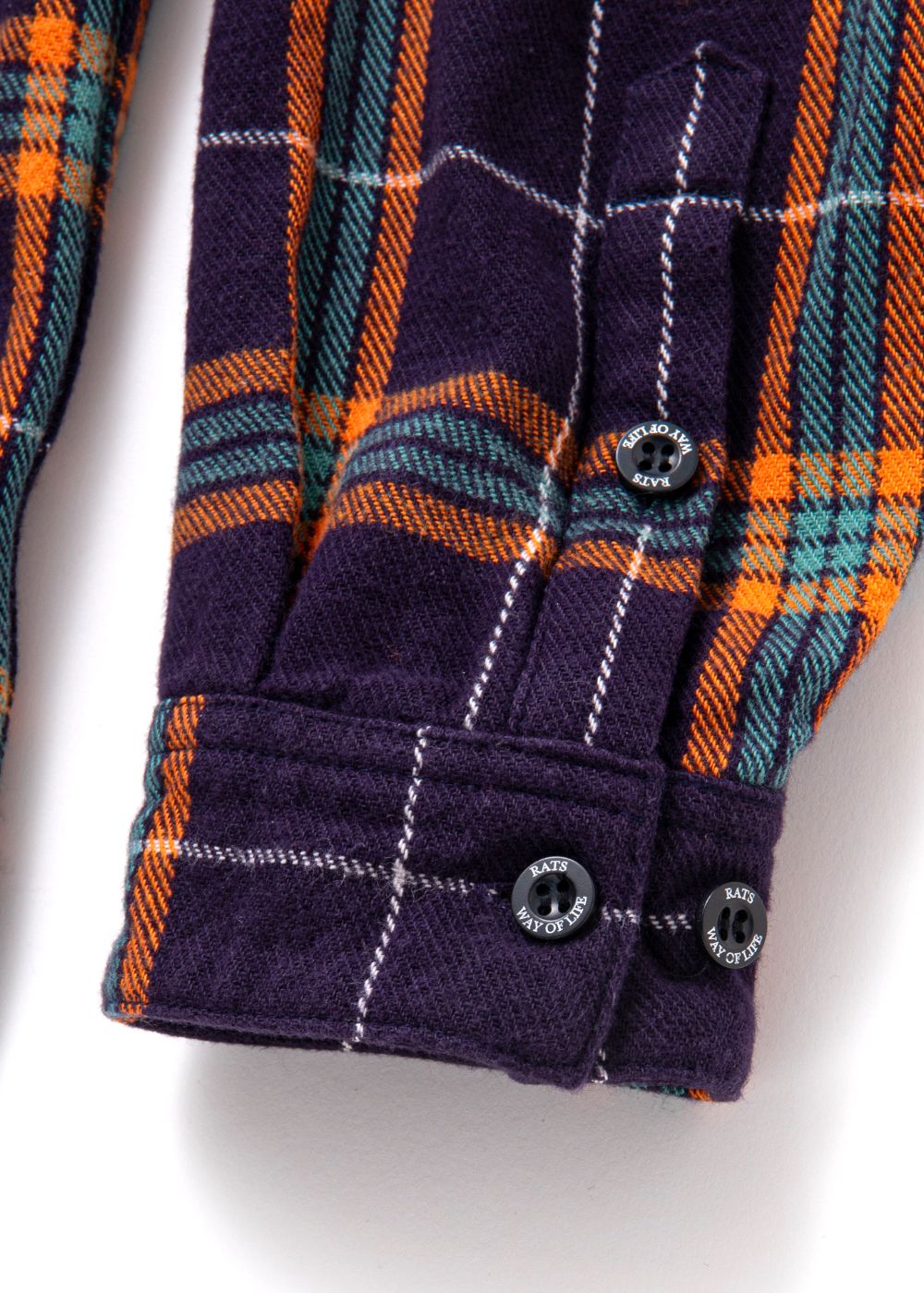 RATS - COTTON FLANNEL NAVY CHECK SHIRT (NAVY CHECK