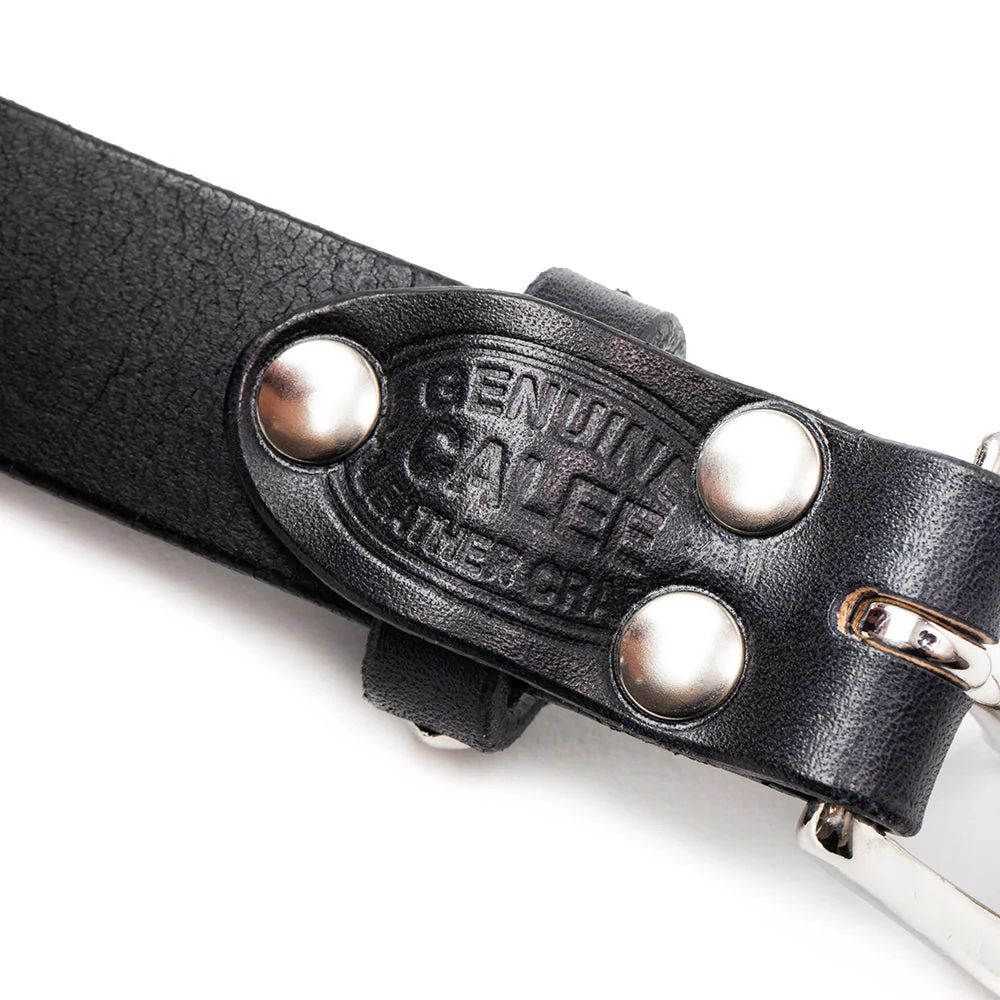 CALEE - STUDS LEATHER NARROW BELT (BLACK) / スタッズ レザー ナローベルト | LOOPHOLE