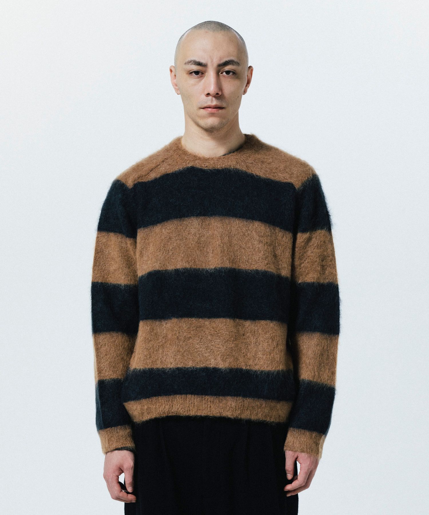 BORDER KNIT (BEIGE) / ボーダー モヘア ニット