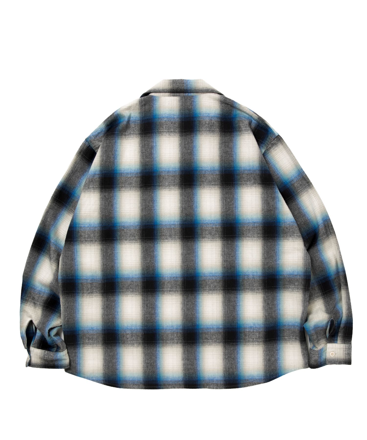 R9 OMBRE CHECK SHIRT (BLUE) / オンブレチェック オープン カラー シャツ