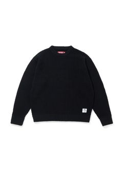 Heavy Waffle Knit Sweater (BLACK) / ヘビーワッフル コットン ニット セーター