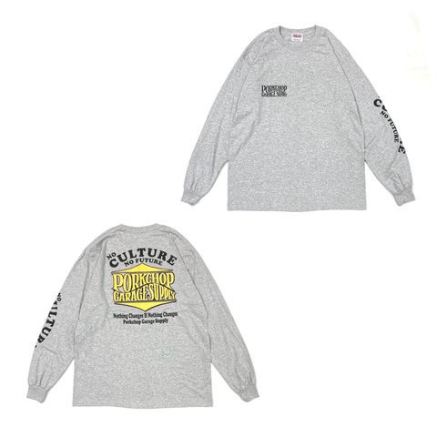 WAVE LOGO L/S TEE (GRAY) / ウェーブ ロゴ ロングスリーブ ポケット Tシャツ