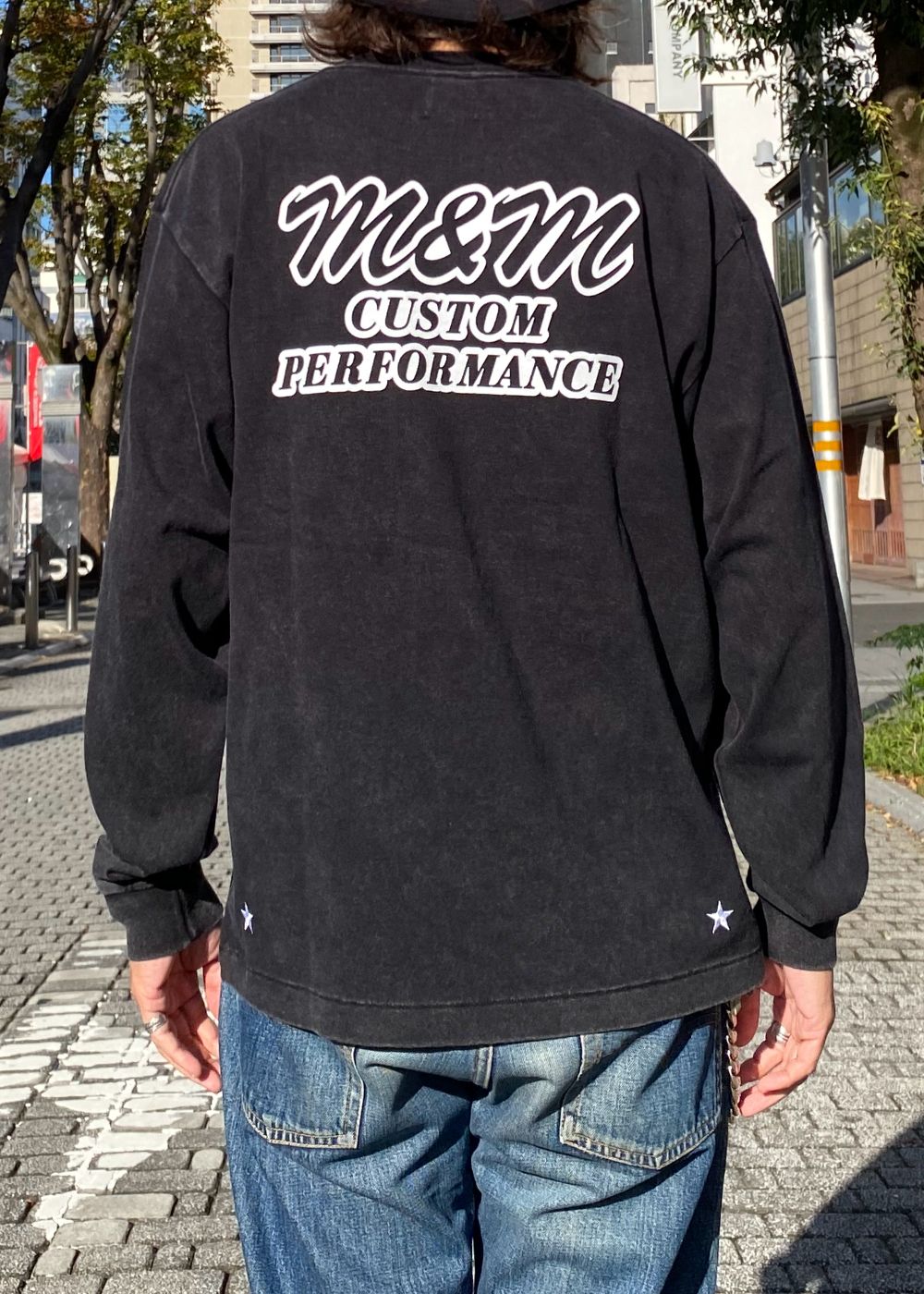 FADE WASH L/S TEE (FADE BLACK) / プリント ロンT