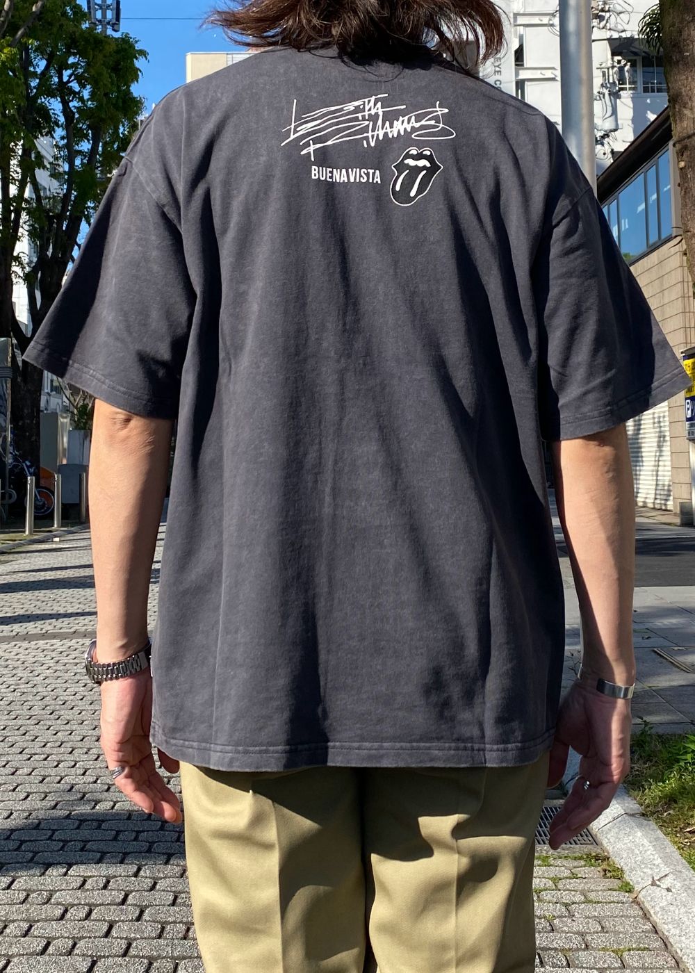 【ラスト1点】Keith Richards pigment tee (BLACK) / ×ローリングストーンズ コラボ Tシャツ