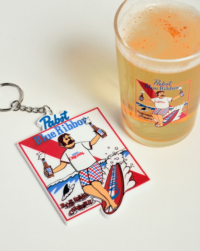 × Pabst Blue Ribbon RUBBER COASTER (WHITE) / ×パブストブルーリボン コラボ キーホルダー コースター