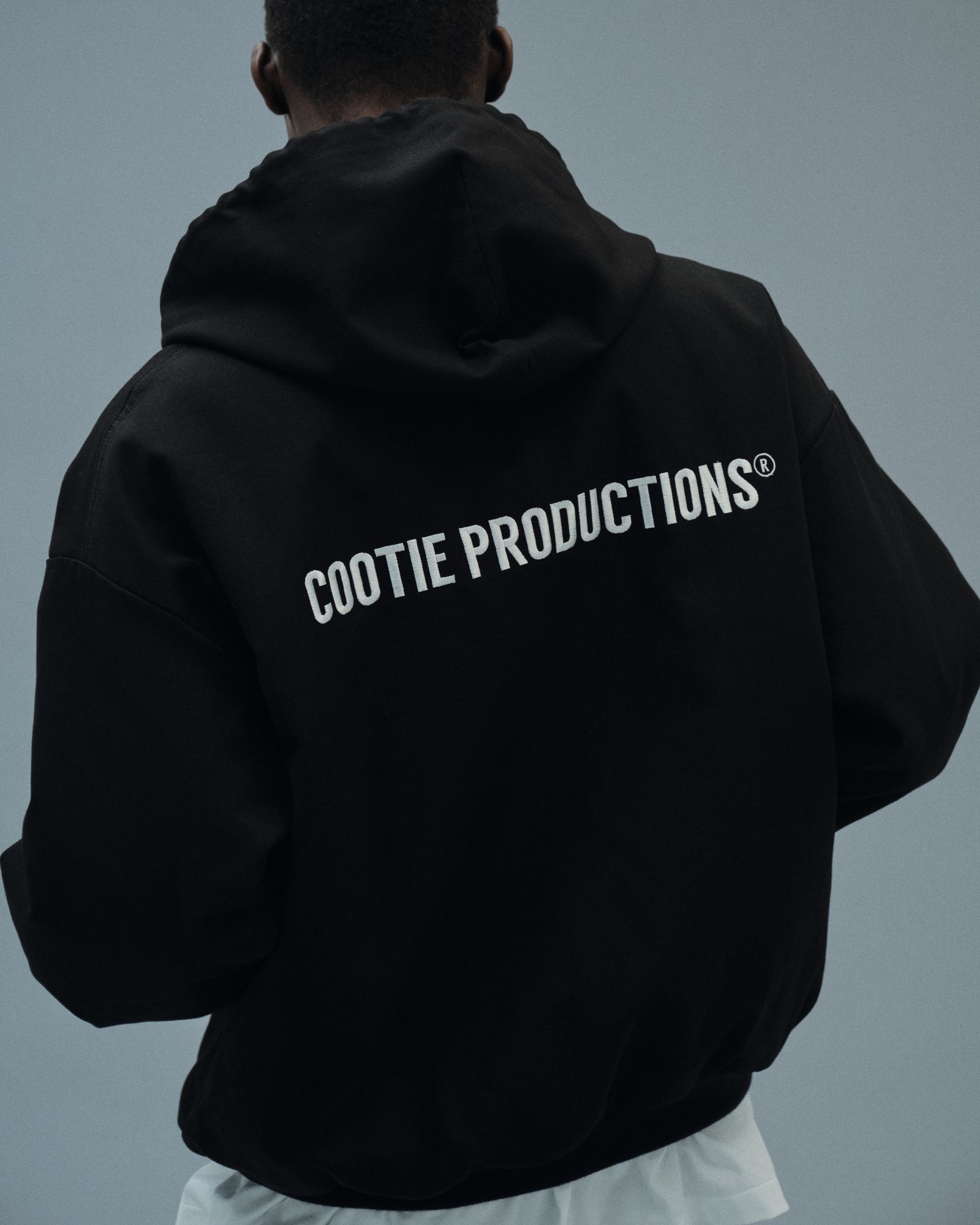 COOTIE PRODUCTIONS - OX HOODIE BLOUSON (BLACK/WHITE) / ロゴ刺繍