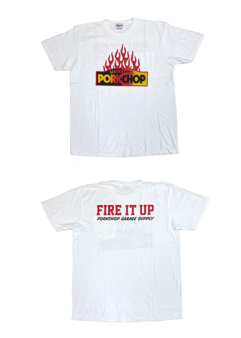 FIRE BLOCK POCKET TEE (WHITE) / ロゴ プリント ポケットTシャツ