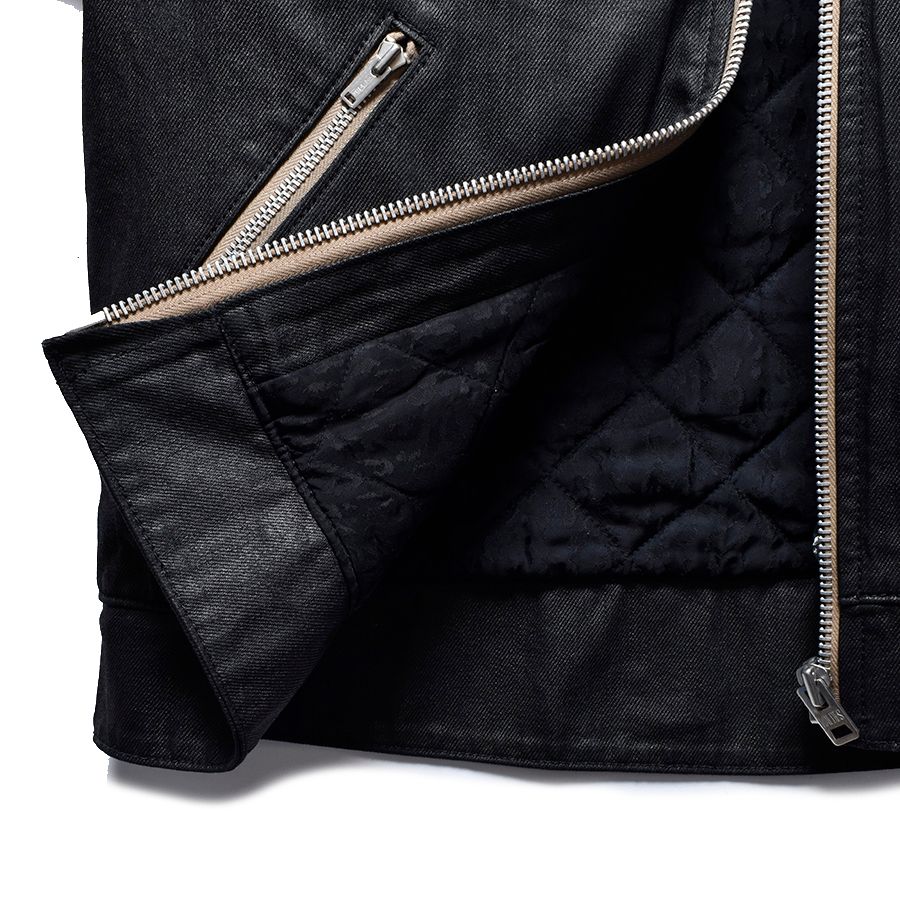 マインデニム　ブラックデニムライダースジャケット　Ｍサイズ MINEDENIM - 【ラスト1点】Black Coating Denim Riders JKT (BLT