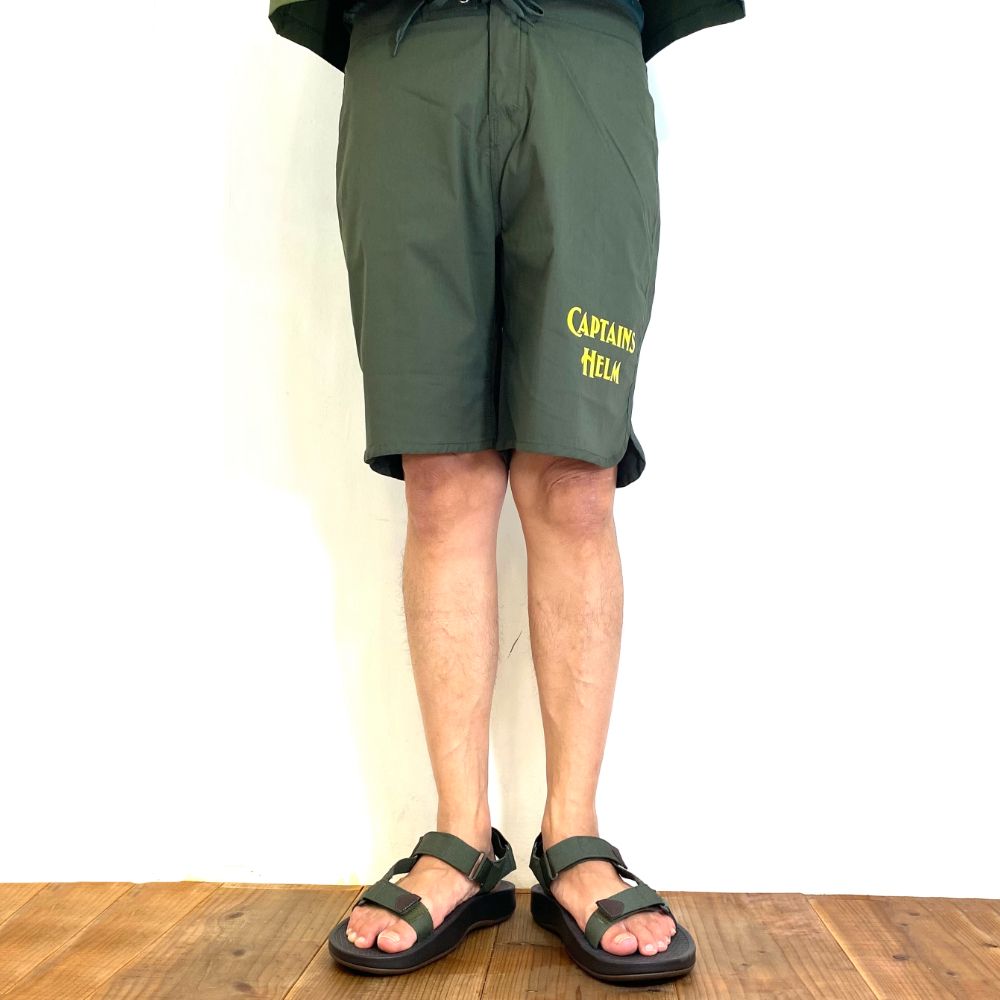 "OCEANSIDE DIVISION" HELM SURF SHORTS (OLIVE) / ドライストレッチ サーフショーツ