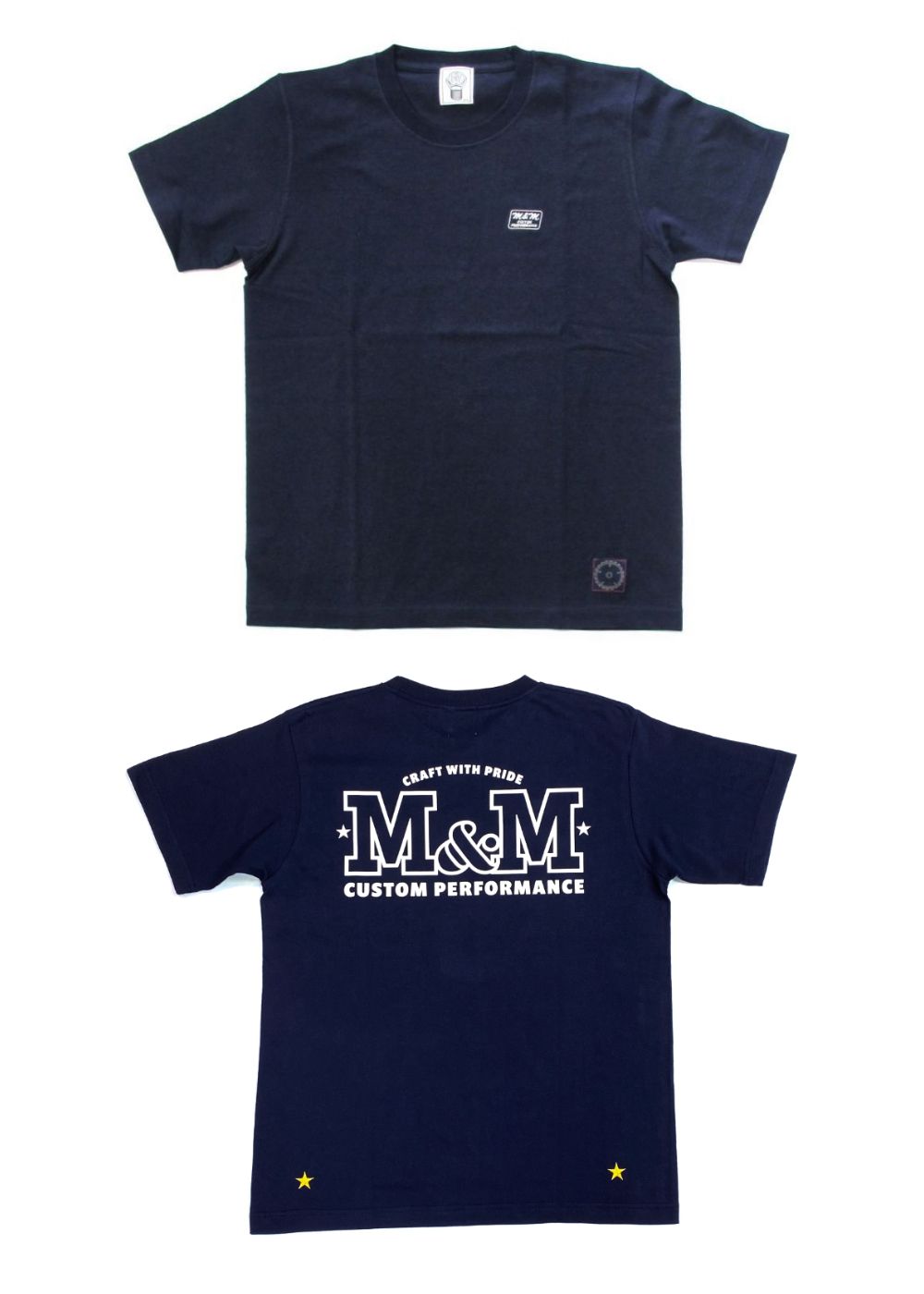 M&M CUSTOM PERFORMANCE - PRINT S/S TEE (SUMI) / ロゴ バック