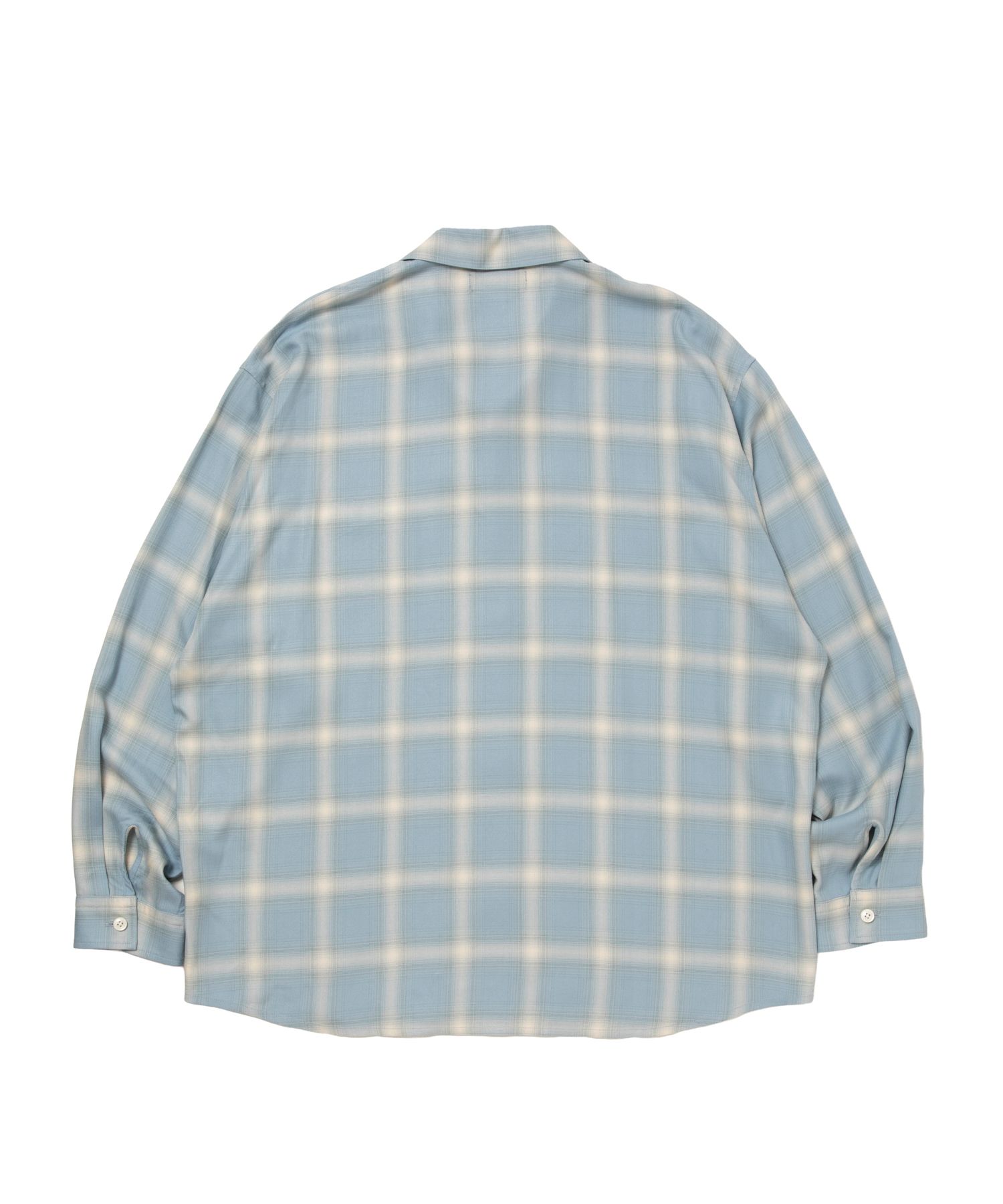 R9 OMBRE CHECK SHIRT (SAX) / オンブレチェック オープン カラー シャツ