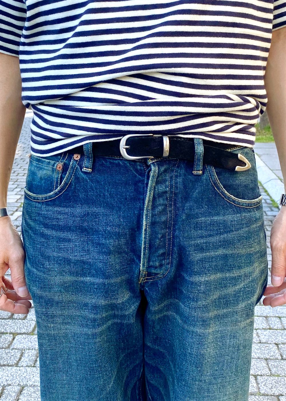 Thick Velour Western Belt (BLK)  / スウェード レザー ウエスタン ベルト