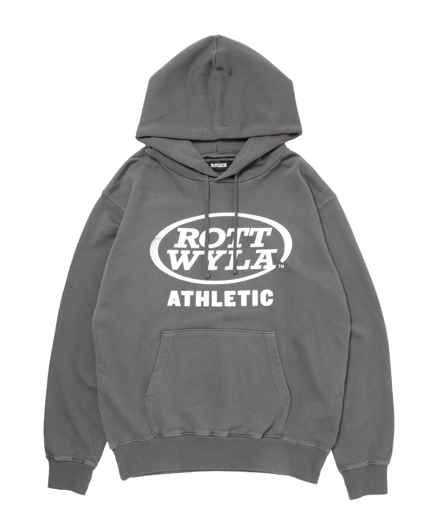 ATHLETIC PARKA (BLACK) / ロゴ プリント ピグメント スウェット パーカー