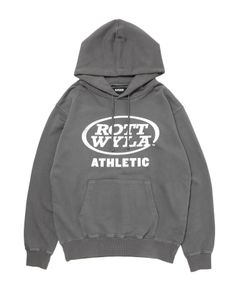 ATHLETIC PARKA (BLACK) / ロゴ プリント ピグメント スウェット パーカー