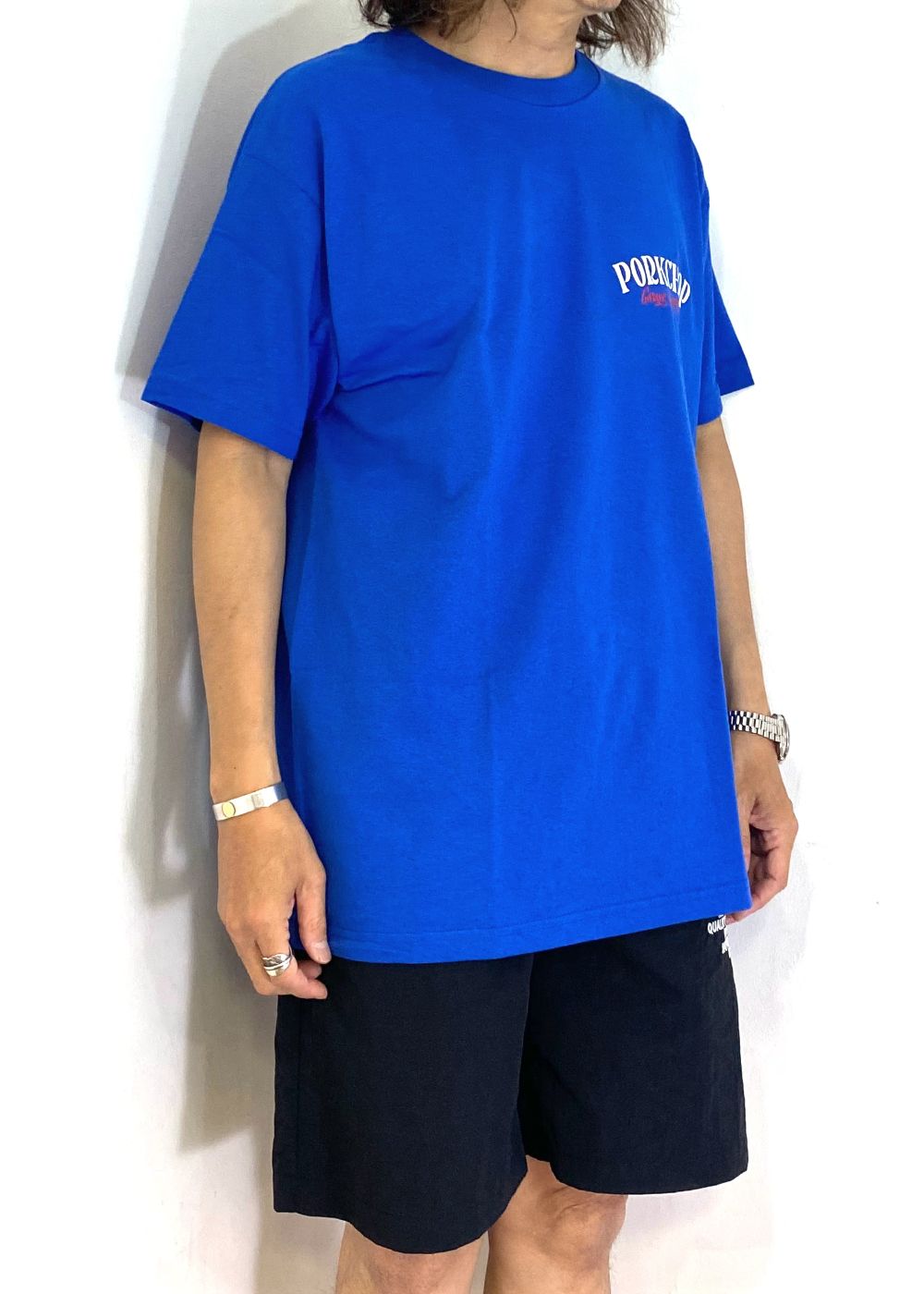 PORK BACK TEE (BLUE) / ポークバック ロゴ Tシャツ