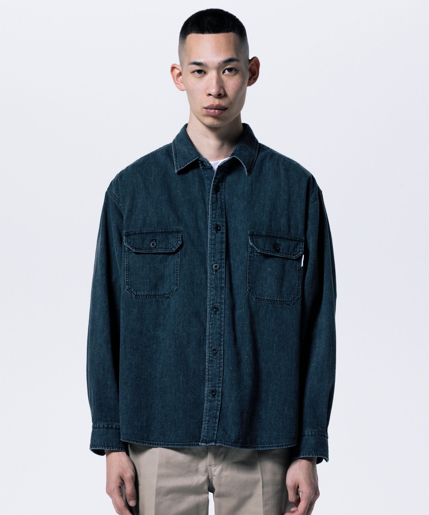 R9 DENIM SHIRT (BLACK) / デニム シャツ