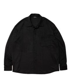 R9 F.SUEDE OPENCOLLAR SHIRT (BLACK) / フェイクスウェード オープカラー シャツ