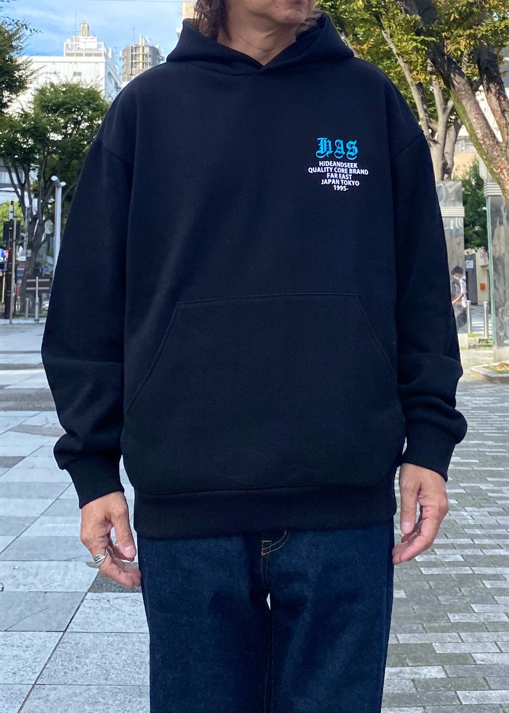 H.A.S Hooded Sweat Shirt (BLACK×GREEN) / ロゴ スウェット パーカー
