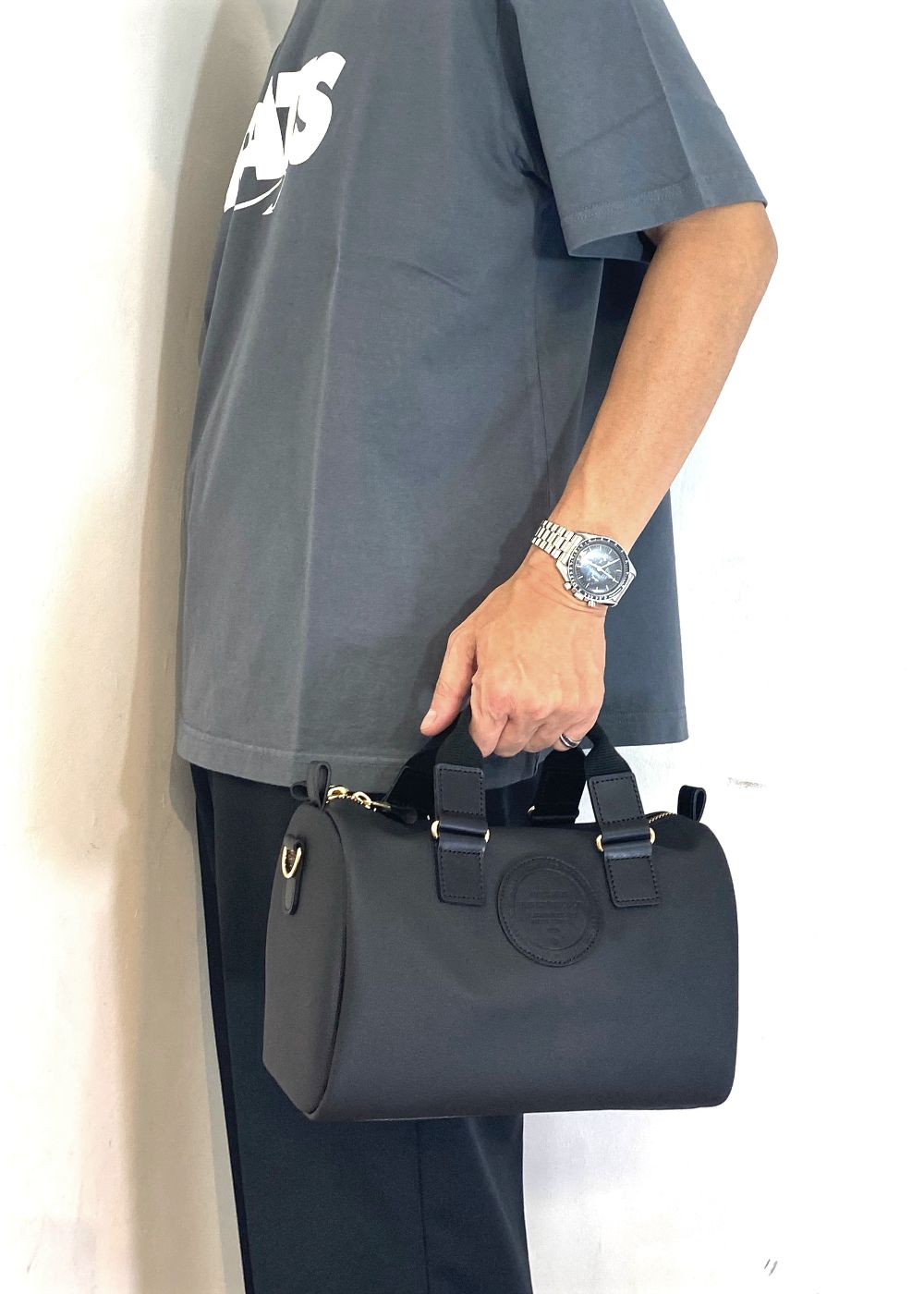 SYNTHETIC LEATHER MINI BOSTON BAG (BLACK) / フェイクレザー ミニ ボストンバッグ