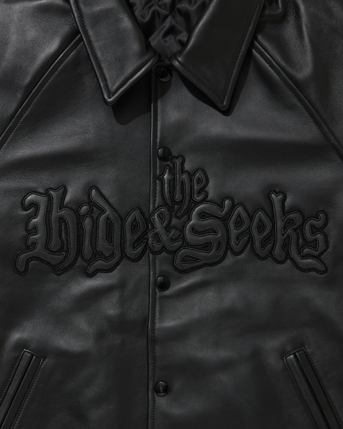 Leather Varsity Jacket (BLACK/BLACK) / 西浦徹 コラボ レザー ジャケット