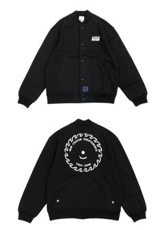 LOOSE FIT SWEAT SNAP JACKET (BLACK) / ルーズフィット スウェット スタジャン