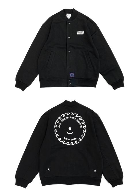 LOOSE FIT SWEAT SNAP JACKET (BLACK) / ルーズフィット スウェット スタジャン