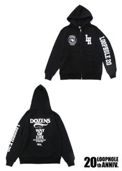LOOPHOLE 20th ANNIVERSARY SWEAT ZIP HOODIE (BLACK) / ループホール20周年記念 スウェットジップパーカー