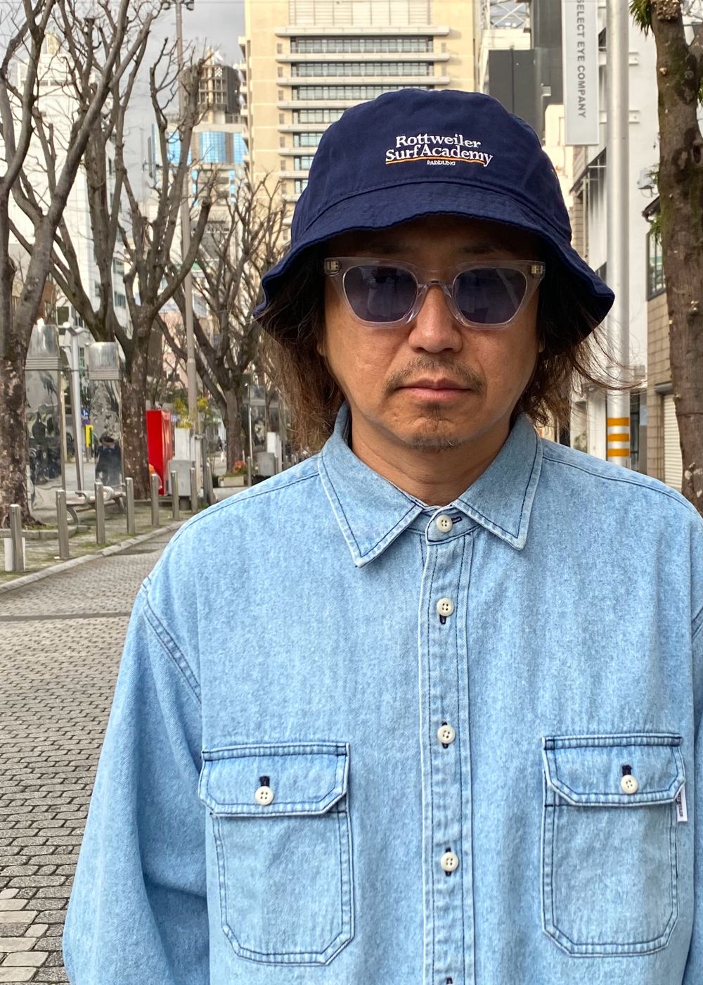 SURF ACADEMY HAT (NAVY) / ロゴ刺繍 バケット ハット。