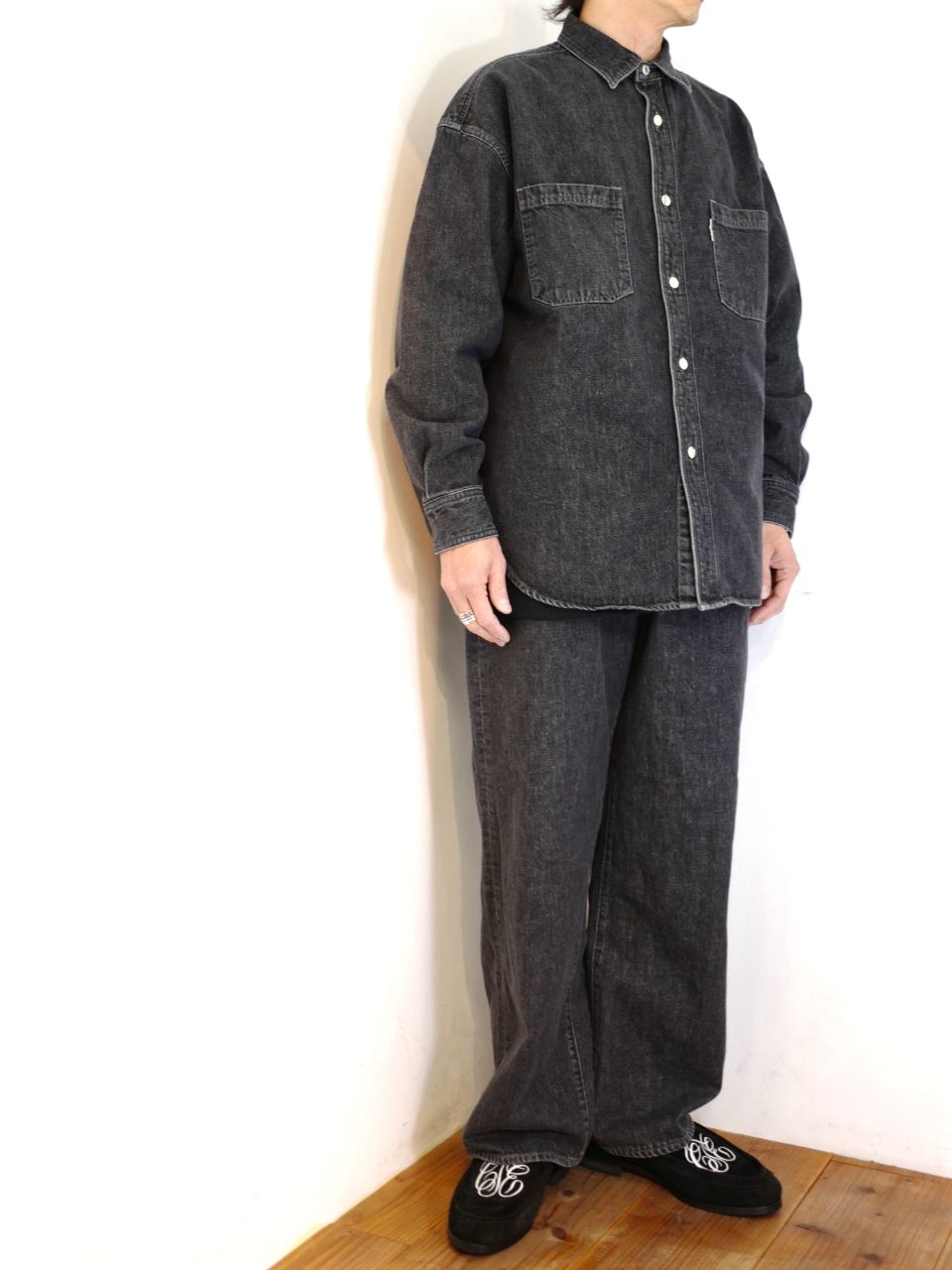 COOTIE PRODUCTIONS - Denim Work Shirt (BLACK FADE) / デニムビッグ