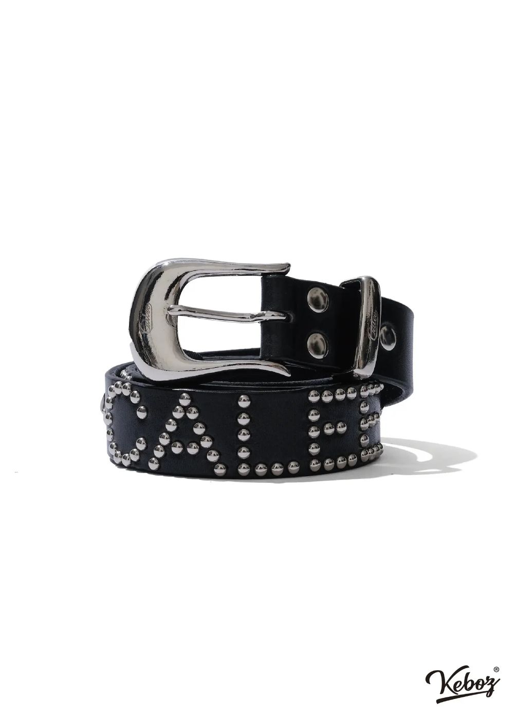 × KEBOZ STUDS LEATHER BELT (BLACK) / ケボズ コラボ スタッズ レザー ベルト