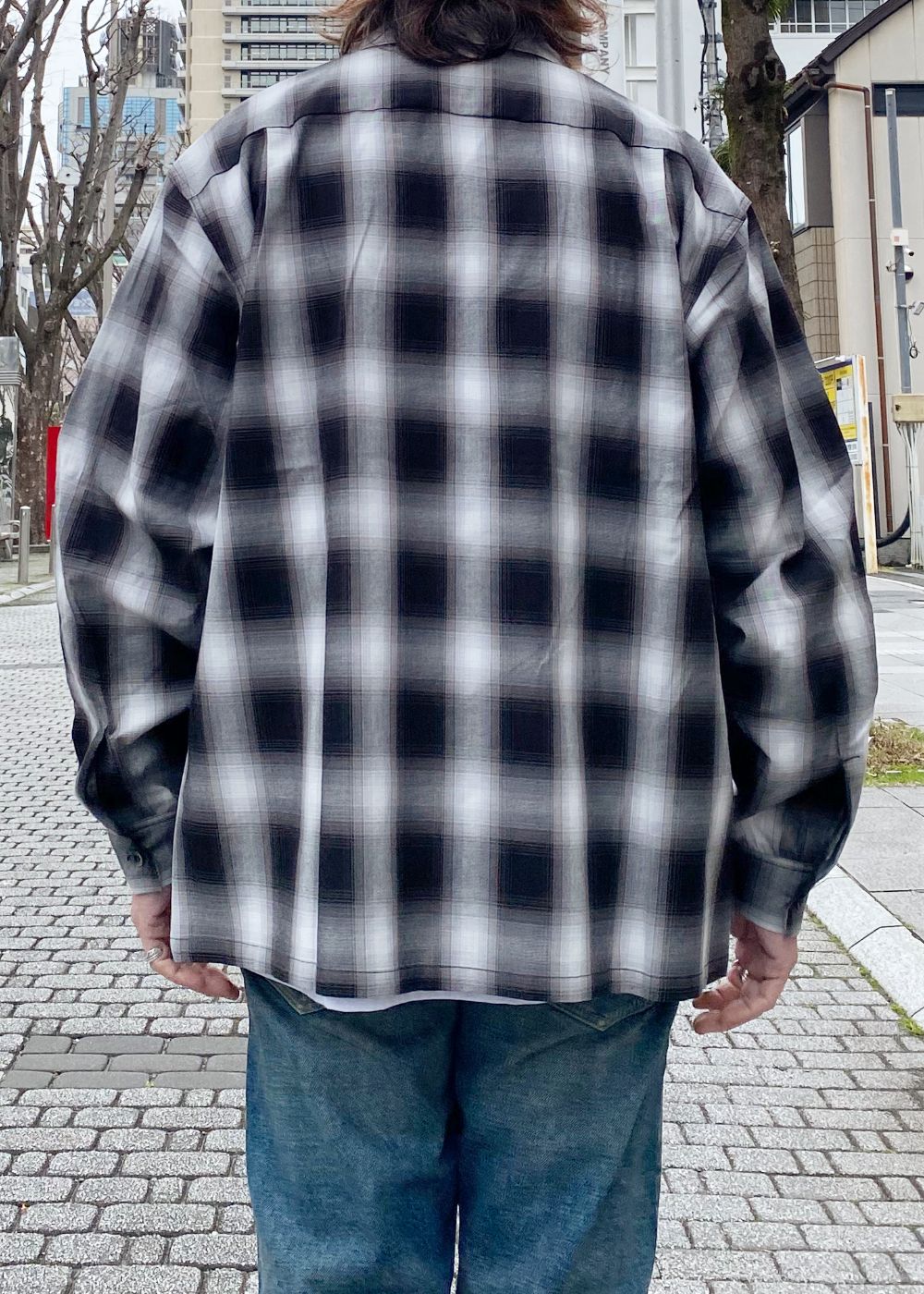 FIVE BROTHER Ex. L/S CHECK SHIRT "VIN" (GRAY) / ファイブ ブラザー コラボ チェック シャ
