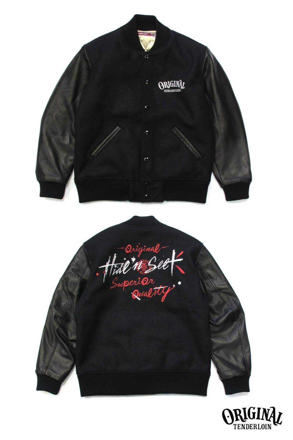 HIDE AND SEEK - ×TENDERLOIN VERSITY JKT (BLACK) / テンダーロイン