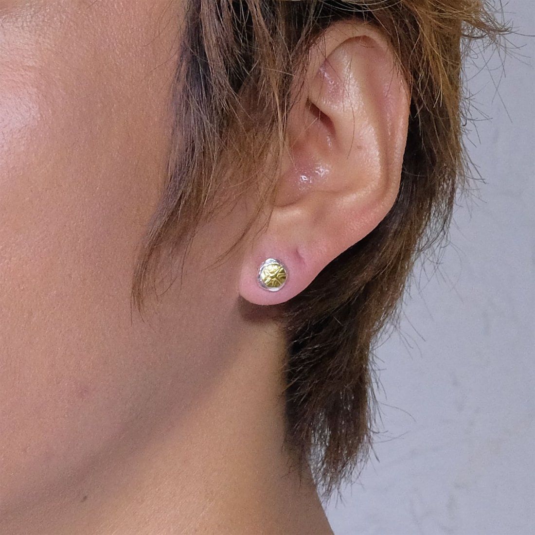 【ラスト1点】Silver & Gold Pierced Earing ( Sun S ) (SILVER / GOLD) / シルバー×ゴールドピアス (太陽)