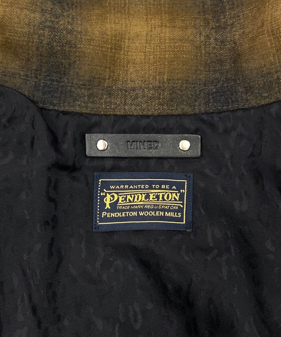 【ラスト1点】PENDLETON W.Plaid Zipup Work JKT (BRT) / ペンドルトン コラボ オンブレチェック オープンカラー ウール ジャケット