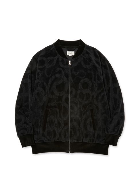 JQ VELOUR JACKET ＜SNAKE PATTERN＞ (BLACK) / ジャガード 総柄 ベロア ジャケット