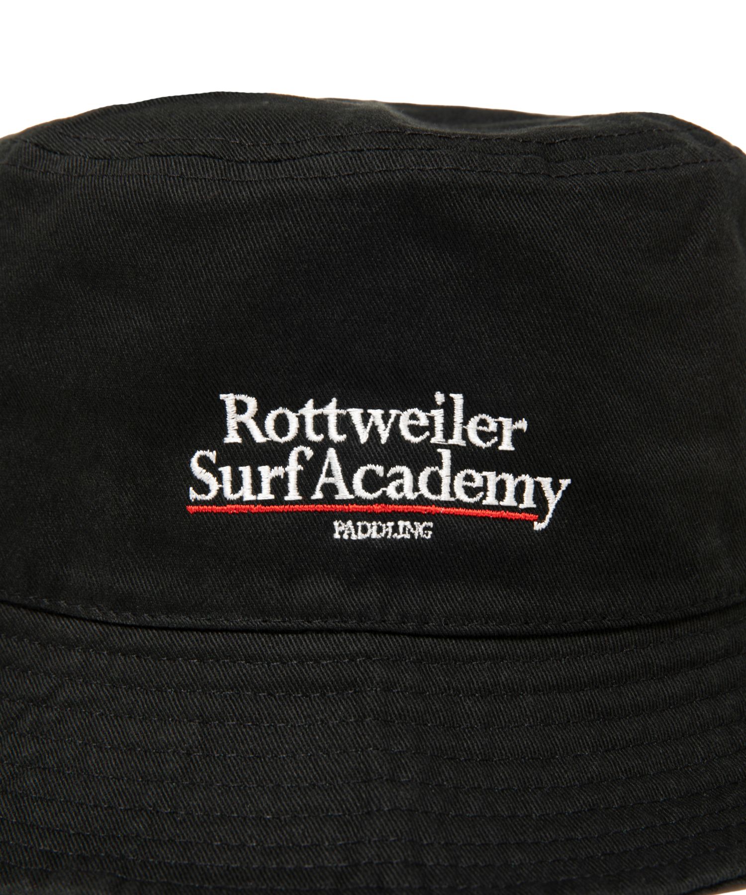 SURF ACADEMY HAT (BLACK) / ロゴ刺繍 バケット ハット。