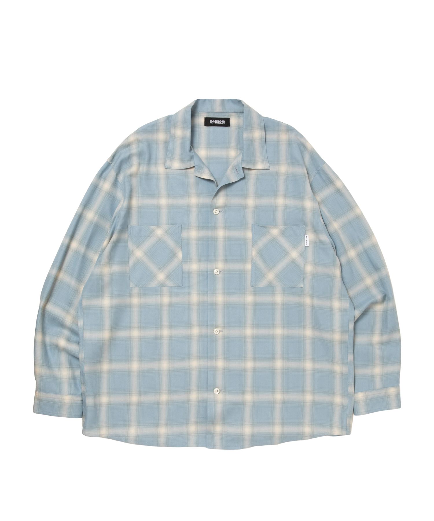 R9 OMBRE CHECK SHIRT (SAX) / オンブレチェック オープン カラー シャツ