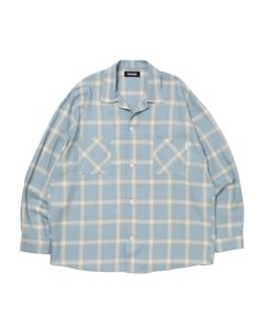 R9 OMBRE CHECK SHIRT (SAX) / オンブレチェック オープン カラー シャツ