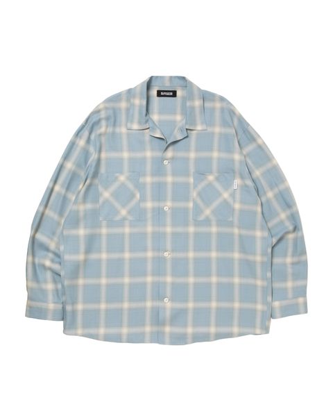 R9 OMBRE CHECK SHIRT (SAX) / オンブレチェック オープン カラー シャツ