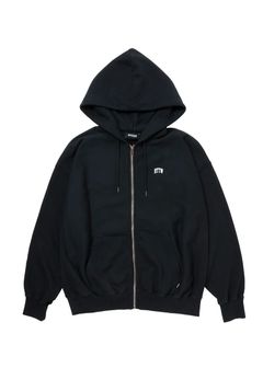 R9 LOGO ZIP PARKA (BLACK) / オリジナル ジップアップ スウェット パーカー