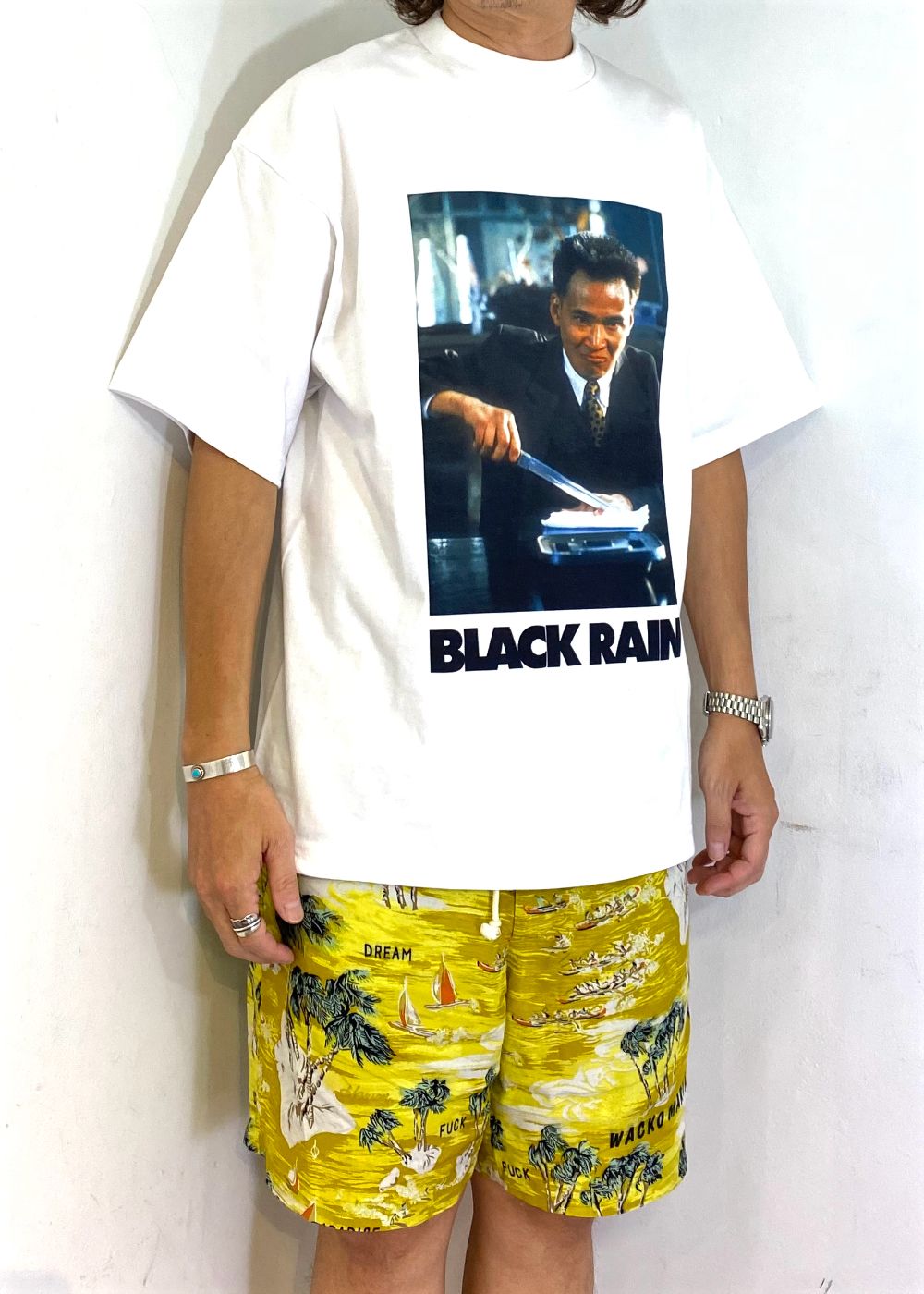 【ラスト1点】Black rain tee uno (WHITE) / ×ブラックレイン コラボ Tシャツ