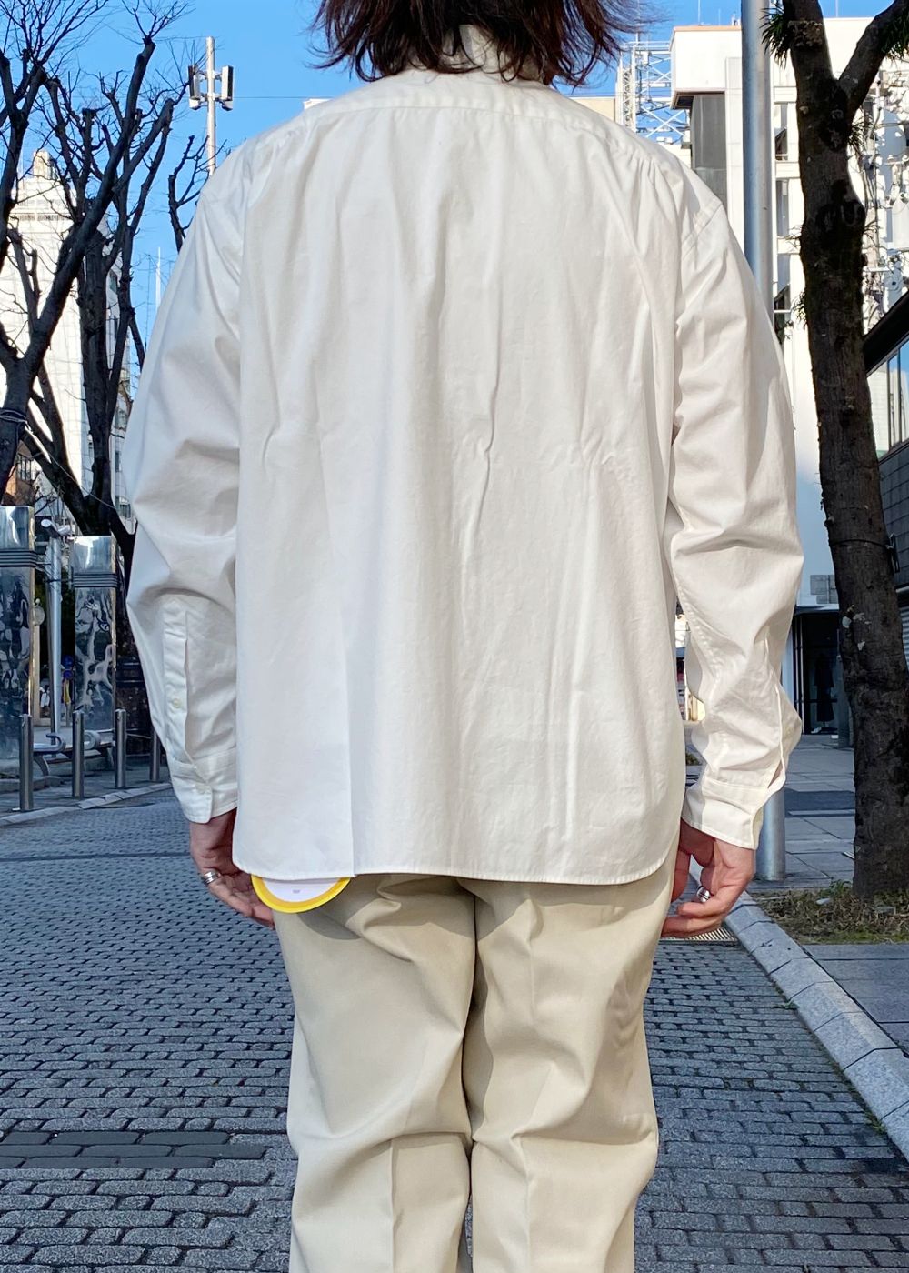L/S LONG POINT COLLAR SHIRT "LYNCH" (WHITE) / オックスフォード レギュラーカラー シャツ
