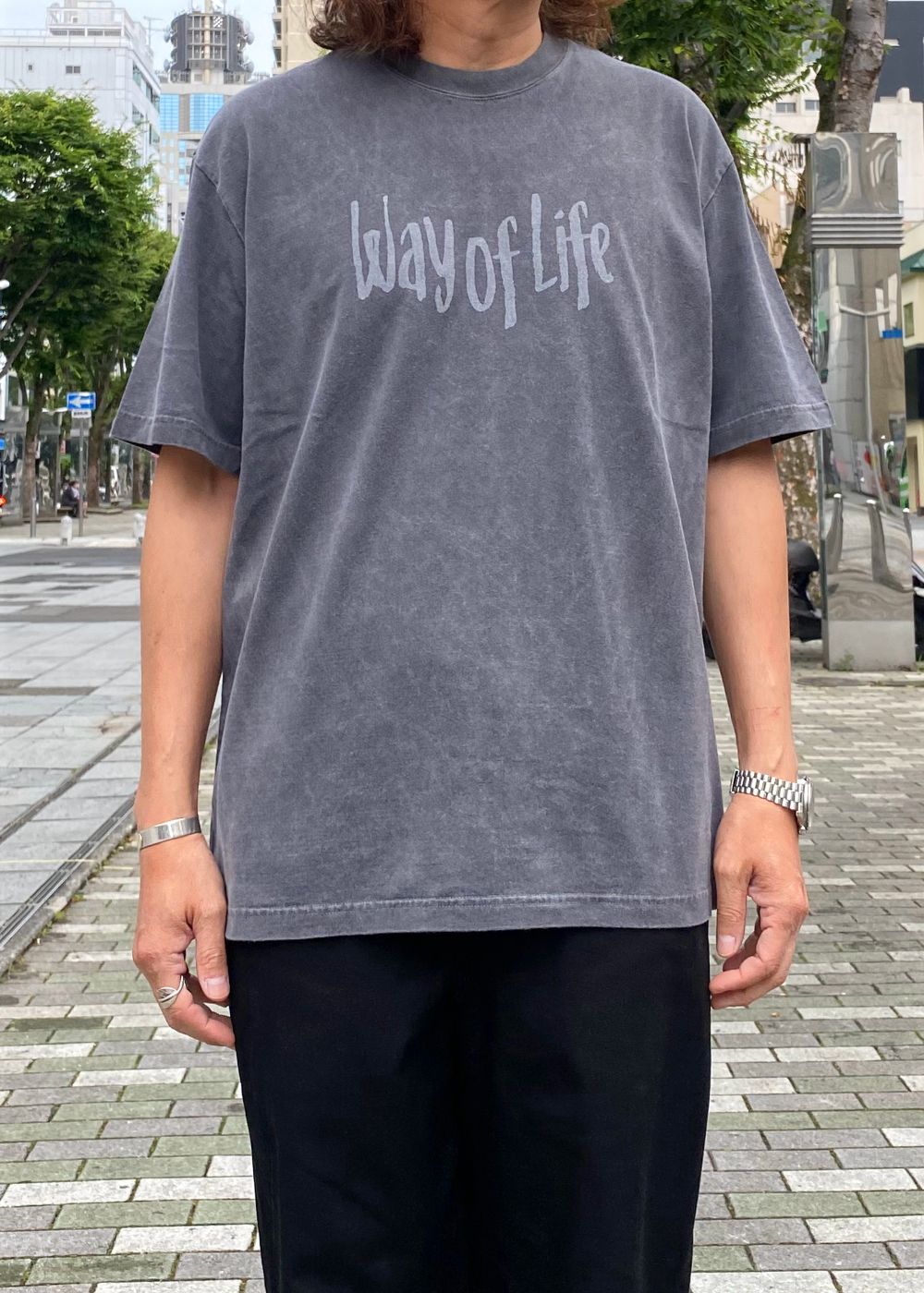 WAY OF LIFE TEE (BLACK) / スローガン プリント Tシャツ