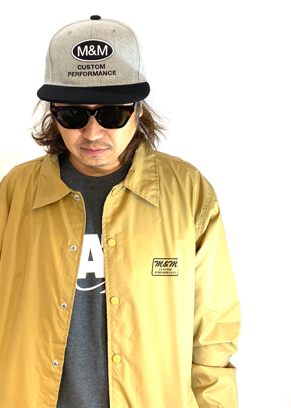 Flat Visor Cap (H.GRAY/BLACK) / ロゴ ワッペン ベースボール キャップ