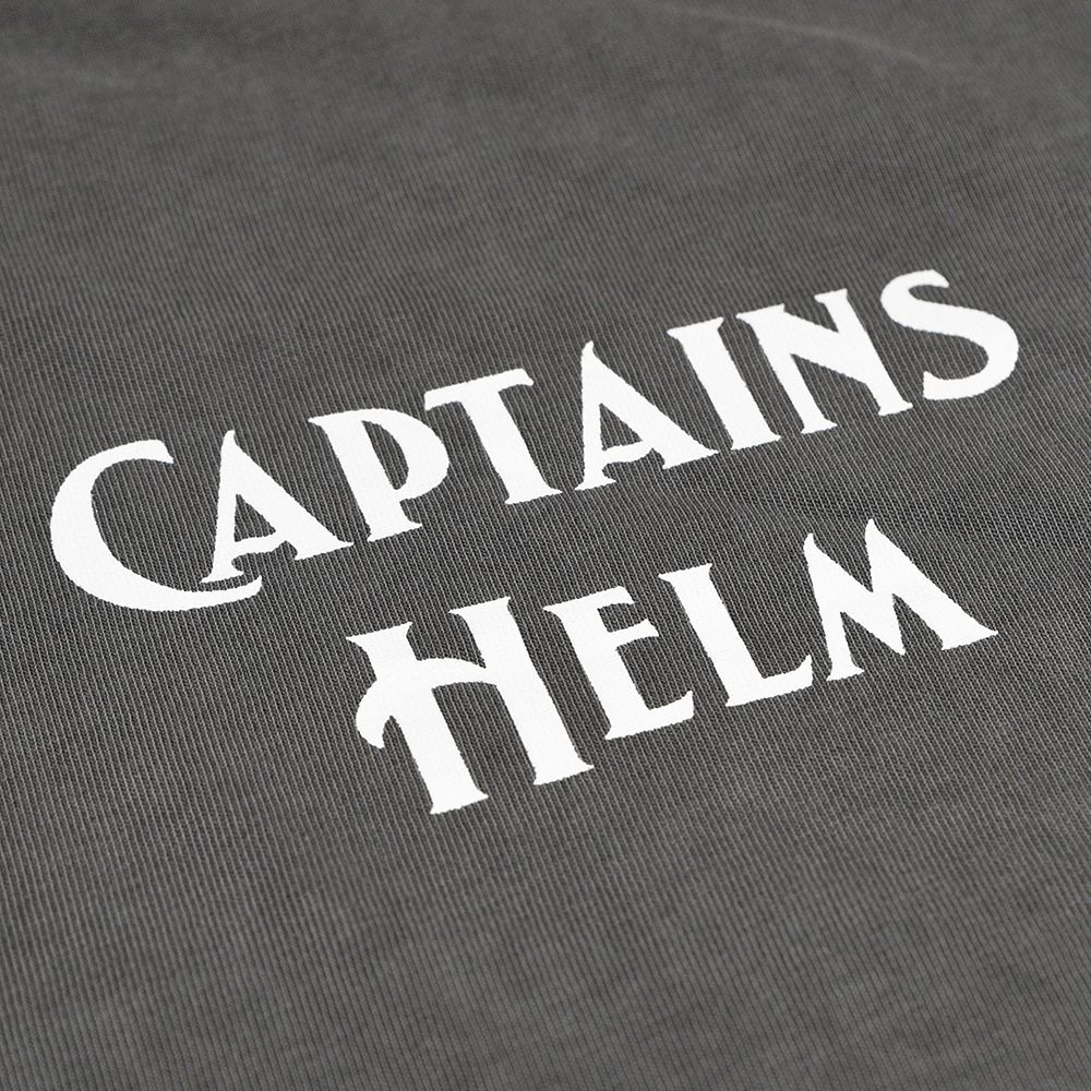 HELM VINTAGE LOGO TEE (GRAY PIGMENT DYE) / ロゴ プリント ピグメント Tシャツ