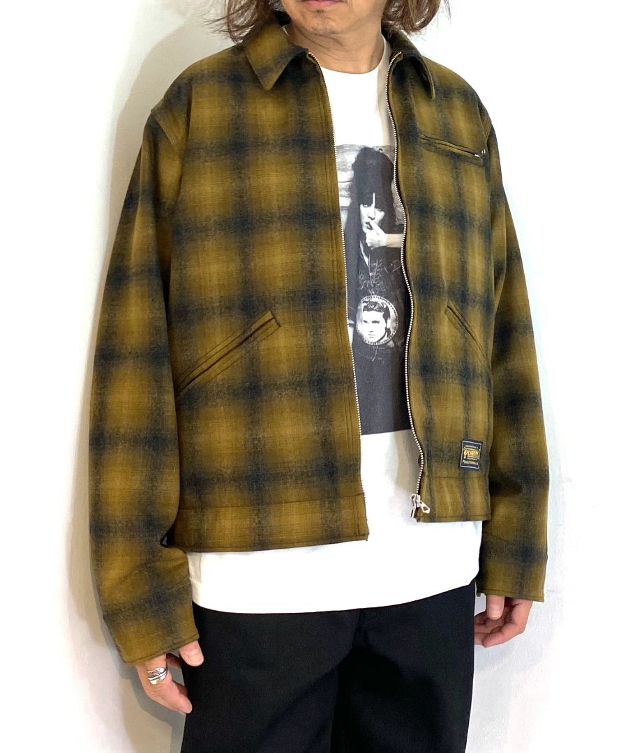 【ラスト1点】PENDLETON W.Plaid Zipup Work JKT (BRT) / ペンドルトン コラボ オンブレチェック オープンカラー ウール ジャケット
