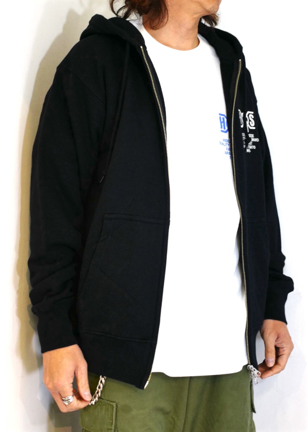 HIDE AND SEEK - HS×BH ZIP HOODED SWEAT SHIRT (BLACK) / バウン