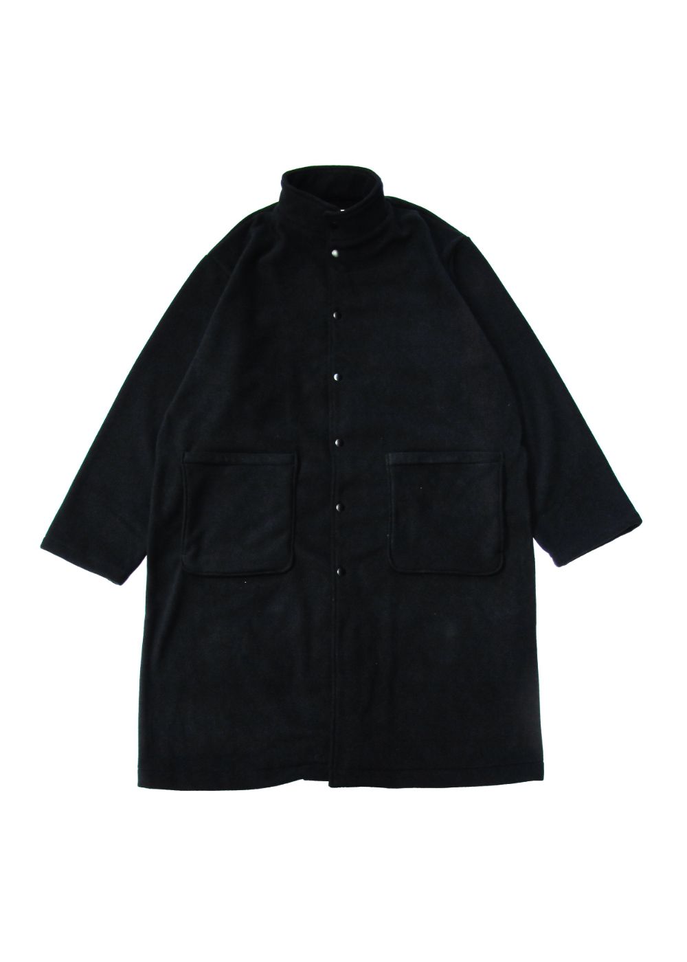 FLEECE COAT (BLACK) / スタンドカラー フリース コート - M