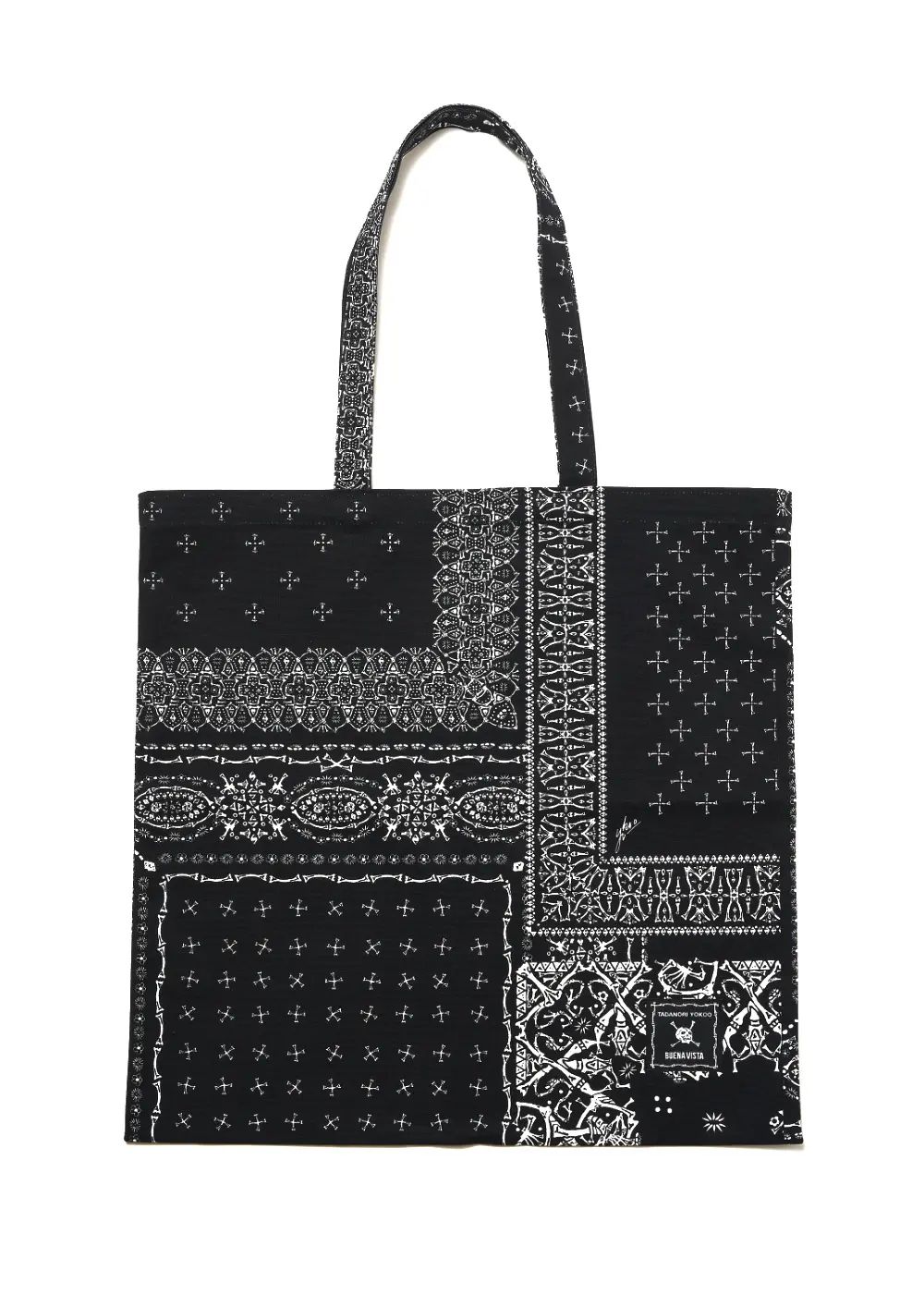 【ラスト1点】髑髏 bandana トートバック (BLACK) / ×横尾忠則 髑髏バンダナ柄 コラボ トートバッグ